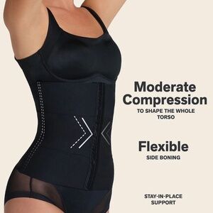 New! Leonisa 3-Belt Custom Waist Cincher with Lumbar Support Black 45909